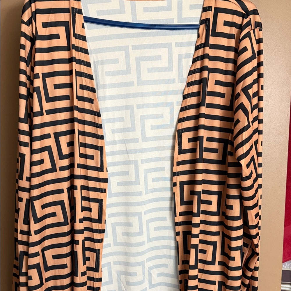 Geometric Patterned Open Cardigan